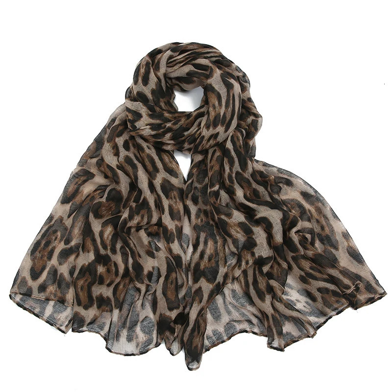 Sunscreen Voile Thin Women Scarf Summer Girls Classic Leopard Print Scarves Soft Lady Foulard Viscose Female Wrap Shawls 241009
