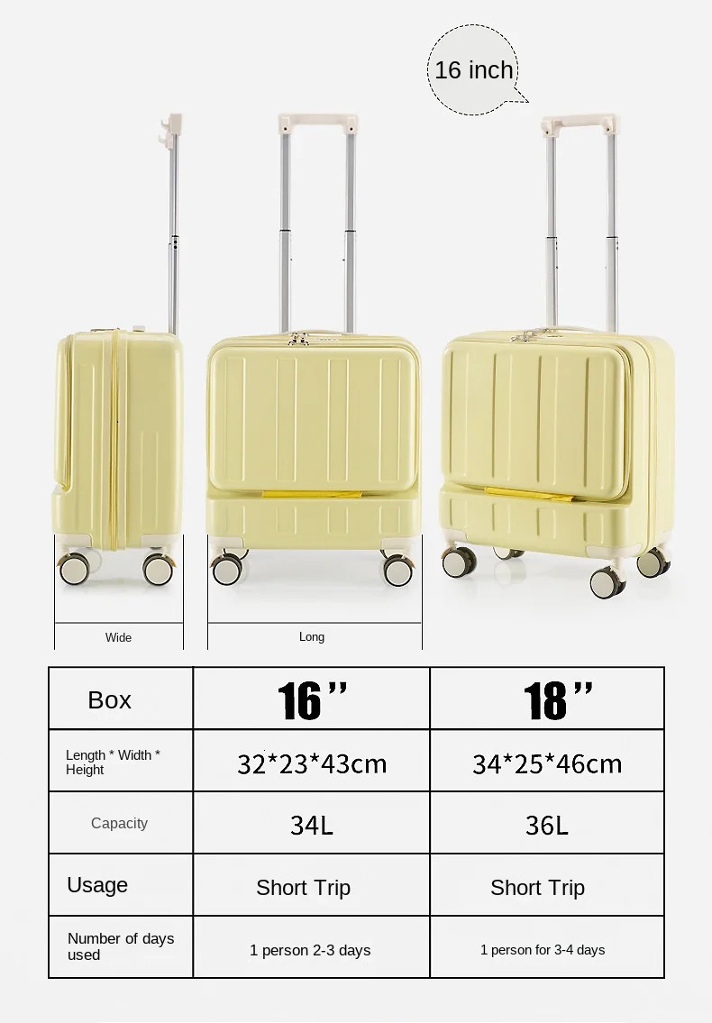 Front Opening Small Multifunctional 18 inch PC Boarding Lage Set Thickened Trolley Case Rechargeable 241007 0831 4