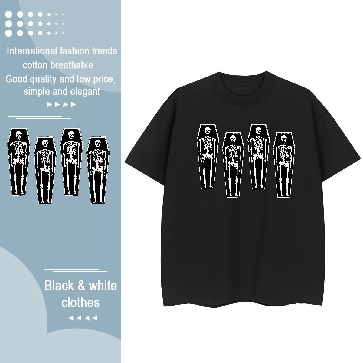 2024 Casual Woman T Shirts 230g 100% Cotton Crew Neck Sports Casual skull Couples T Shirts Designer Nice Customized Top Tees