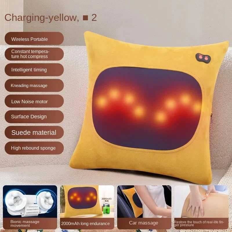 Wireless portable massage pillow for back and waist Ceramic Vertebra full body multifunctional pad detachable and washable W240819