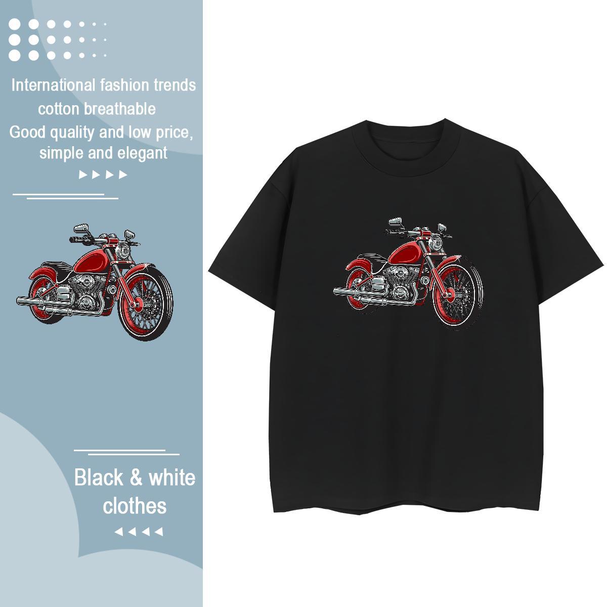 New Arrival Womens T Shirts 230g Cotton O-Neck Short Sleeve Casual Motorcycle Tshirt for Man Woman Loose Anime Tshirts