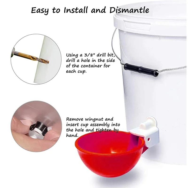 1-10Pcs Chicken Quail Hanging Water Cups Chicken Drinker Automatic Poultry Drinker Birds Water Bowl Drinker Cups for Poultry
