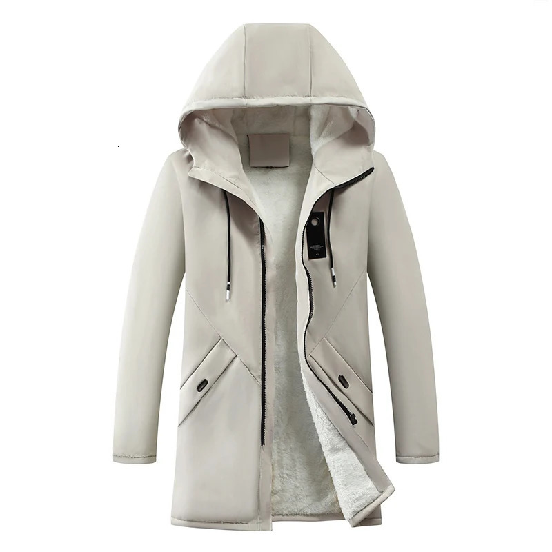 Winter Jackets for Men Hooded Casual Male Outwear Coats Slim Fit Long Cotton Thicker Warm Parkas 241011