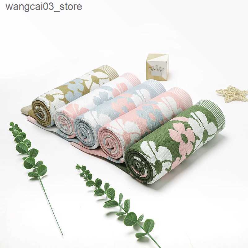 Blankets Swaddling Newborn Baby Blanket Knit Infant Stroller Swaddle Super Soft 90*70CM Toddler Girl Boy Bed Quilt Fashion Floral Plaid Sleep Cover L2