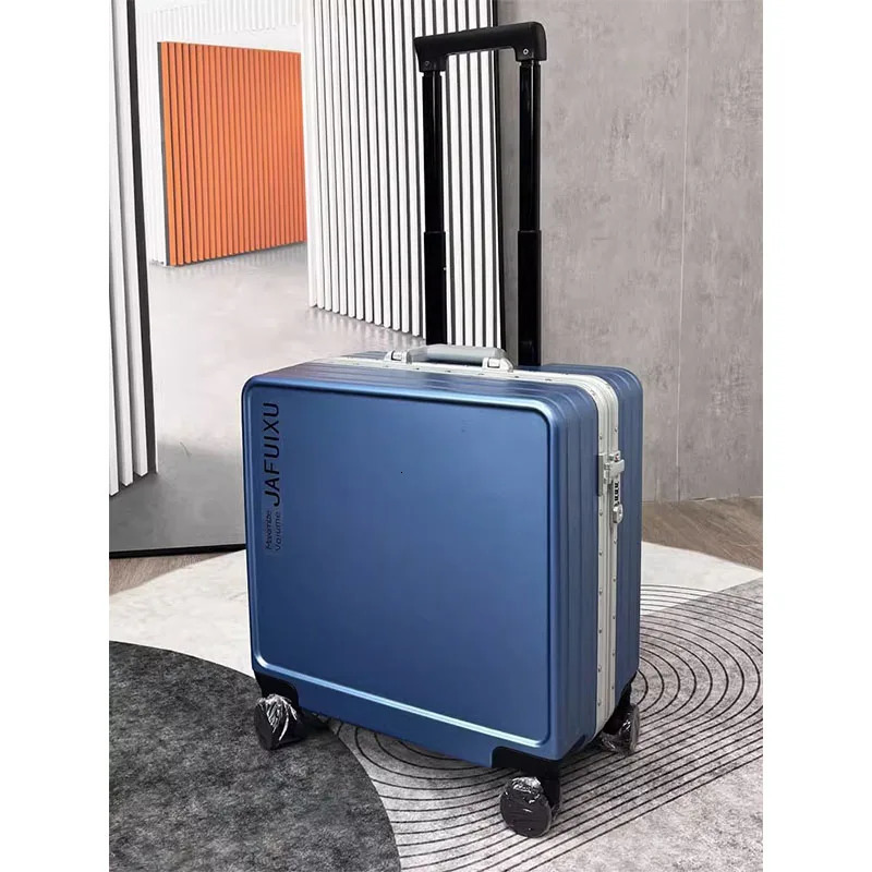 Aluminum frame 18 inch lage small wooden board suitcase computer company short distance mens and womens travel bags 241007 4