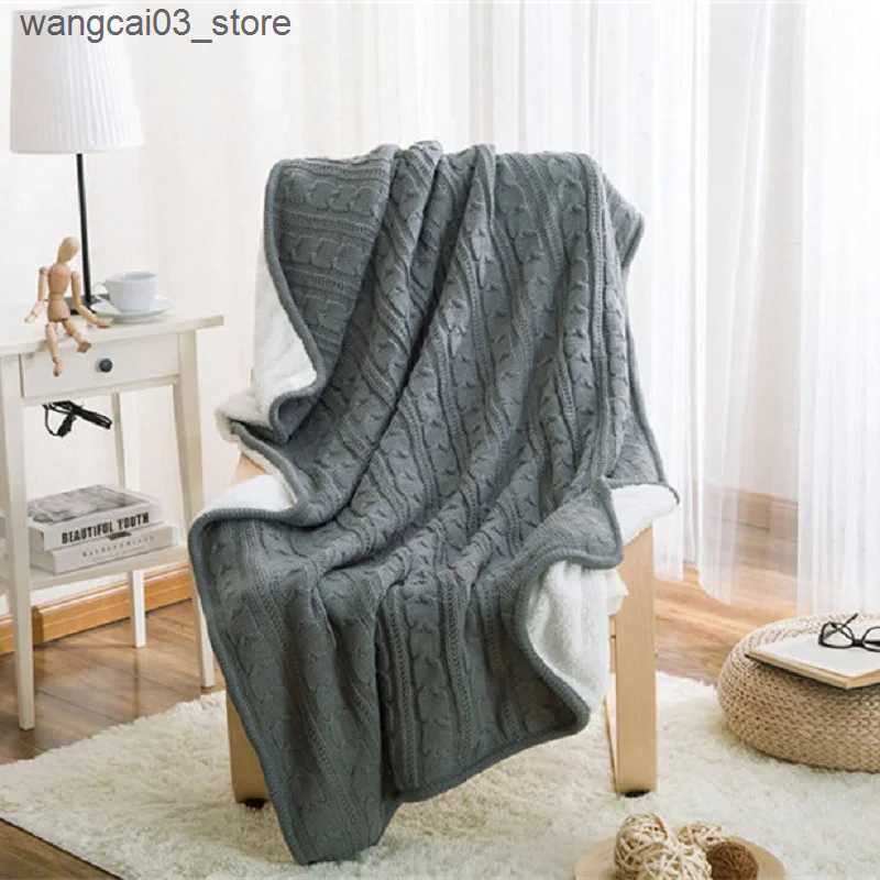 Blankets Swaddling Cozy Cable Knit Throw Blanket Nordic Knitted Thread Blankets For Bed Sofa Cover Bedspread On The Bed Home Travel TV Nap Blanket L24