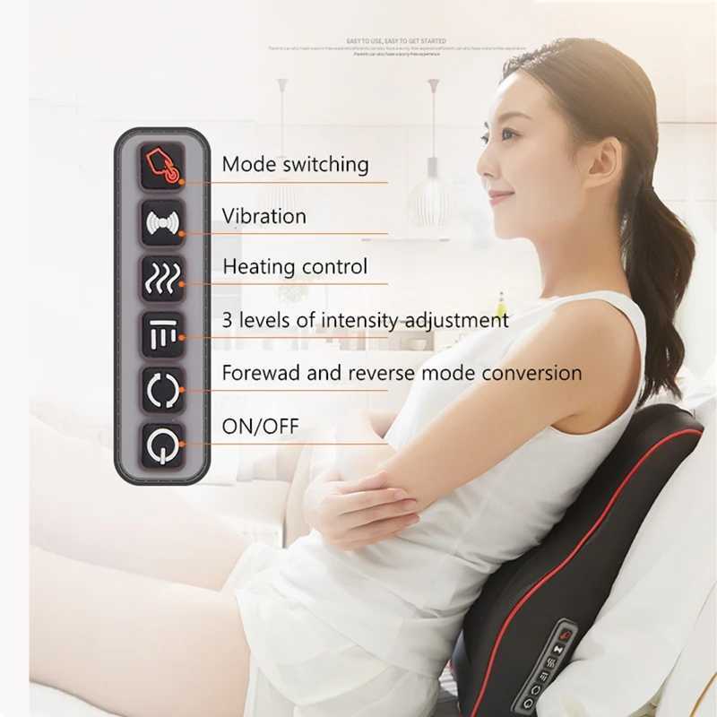 Jinkairui 3-in-1 Massage Pillow Large Size Household Car Dual Use Neck Back Shoulder Waist Body Massager Knee Vibration Relieves Fatigue W240819