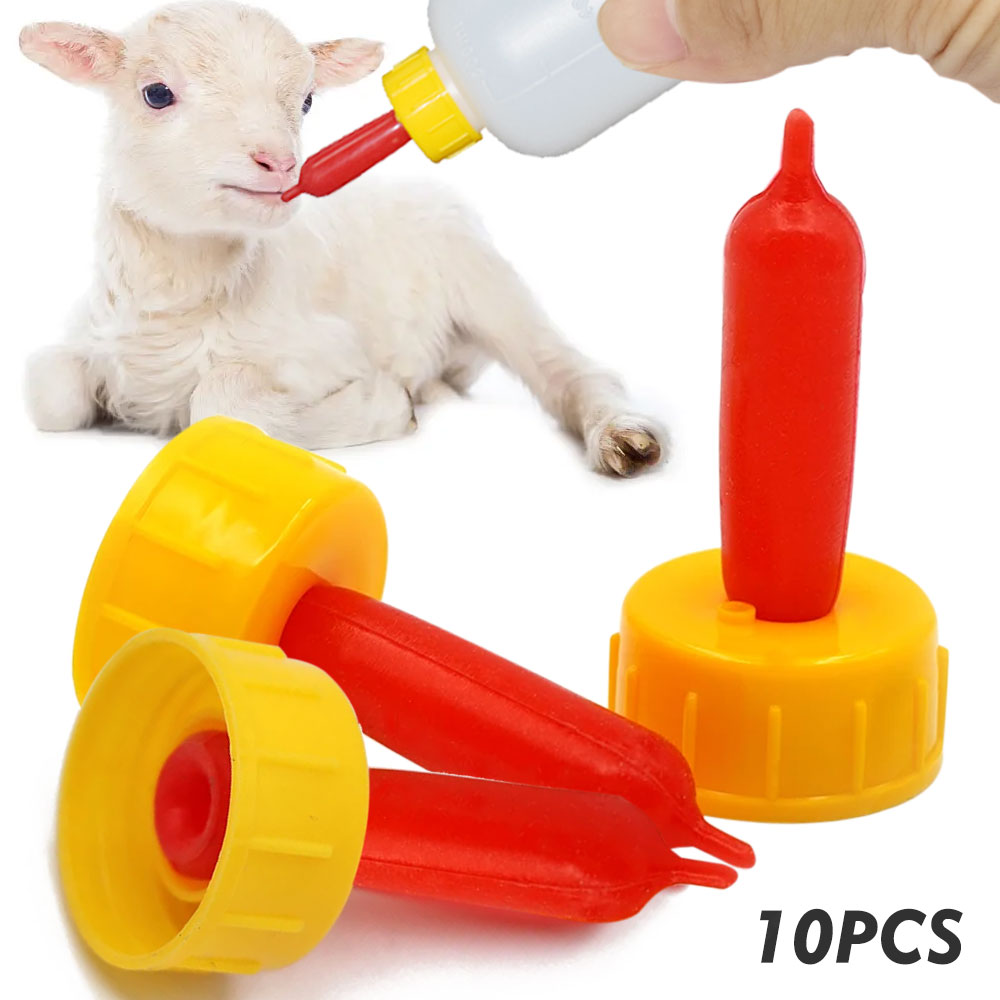 10PC Soft Rubber Nipple Farm Poultry Livestock Sprite Coke Bottle Milk Drink Pacifier for Sheep Goat Lamb Livestock Feeding Tool