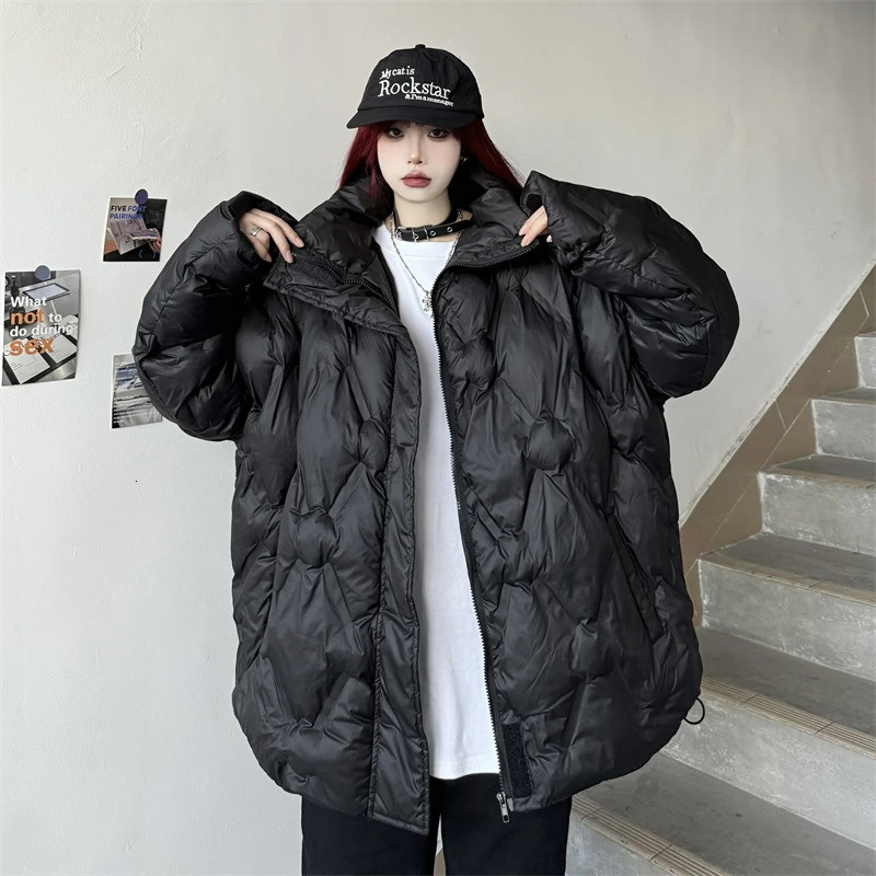 Apricot Down Jacket Womens Thick Coat American Street Clothing Y2K Style Duck Down Womens Winter Solid Short Coat 241009