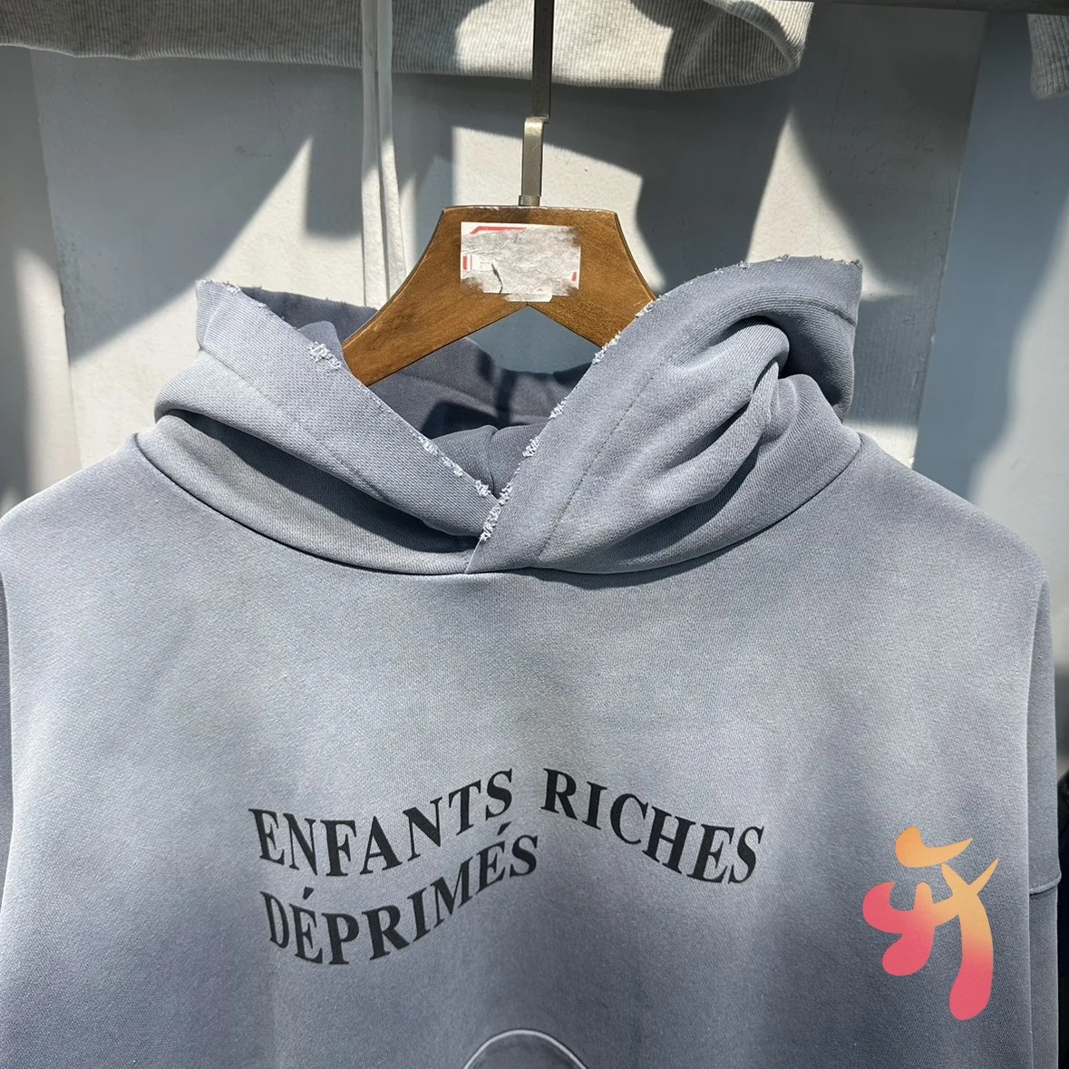 Tie dye gradient wash baby wealth Deporimes hoodie retro street letter printing loose mens ERD 241011