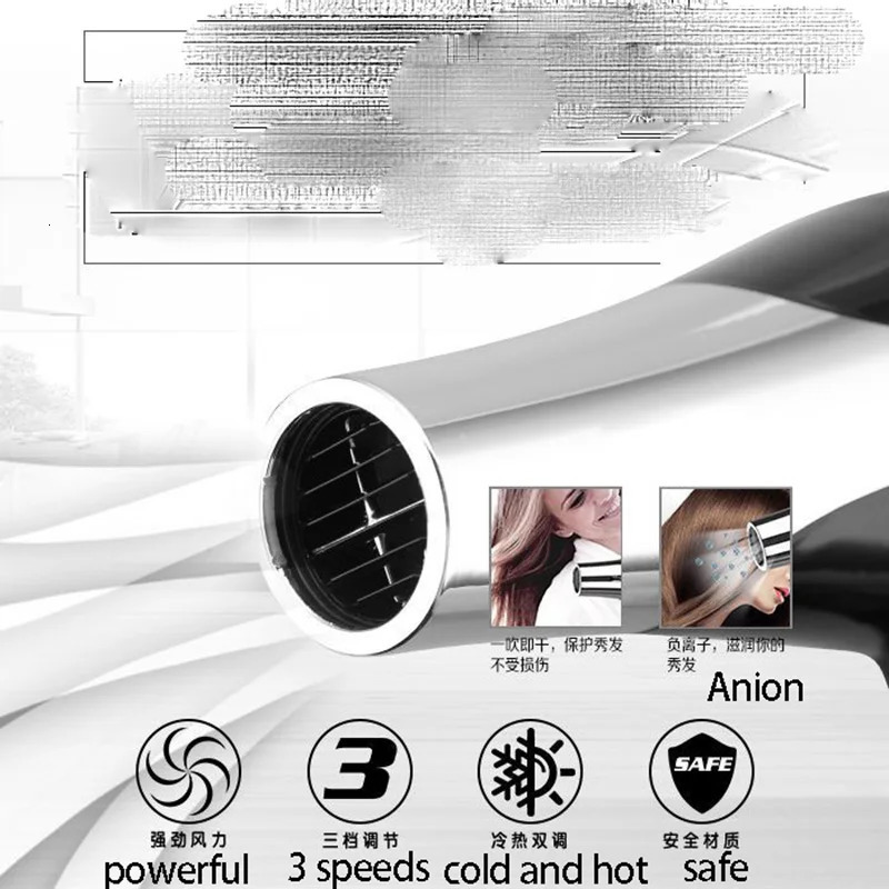 Kemei 3000 Watt Full Size Pro Hair Dryer Professional Salon Blow Dryer with Concentrator Nozzle Attachments 3 Speeds fast Dry 241009