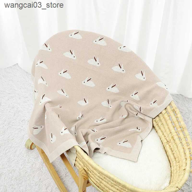 Blankets Swaddling Cotton Baby Blanket Knit Newborn Girl Boy Bedding Quilt 100*80CM Infant Stroller Swaddling Cute Cartoon Rabbit Soft Plaid Covers L2