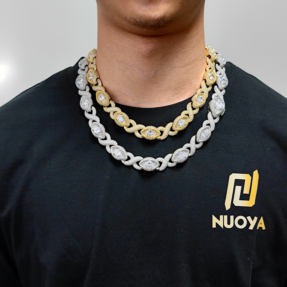 New Styles Cuban Link Stainless Steel Moissanite Dia Chain Sterling Sier 15mm Necklace For Women Men