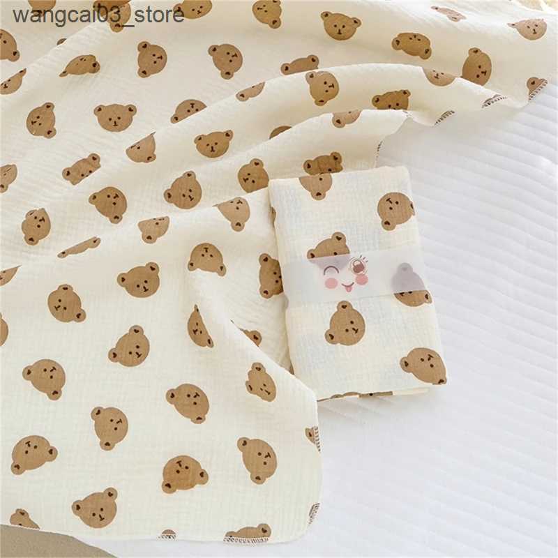 Blankets Swaddling New Cartoon Cotton Gauze Baby Swaddle Blanket Double Layers Muslin Newborn Blanket Wrap Super Soft Boy Girl Bath Towel Stroller L24