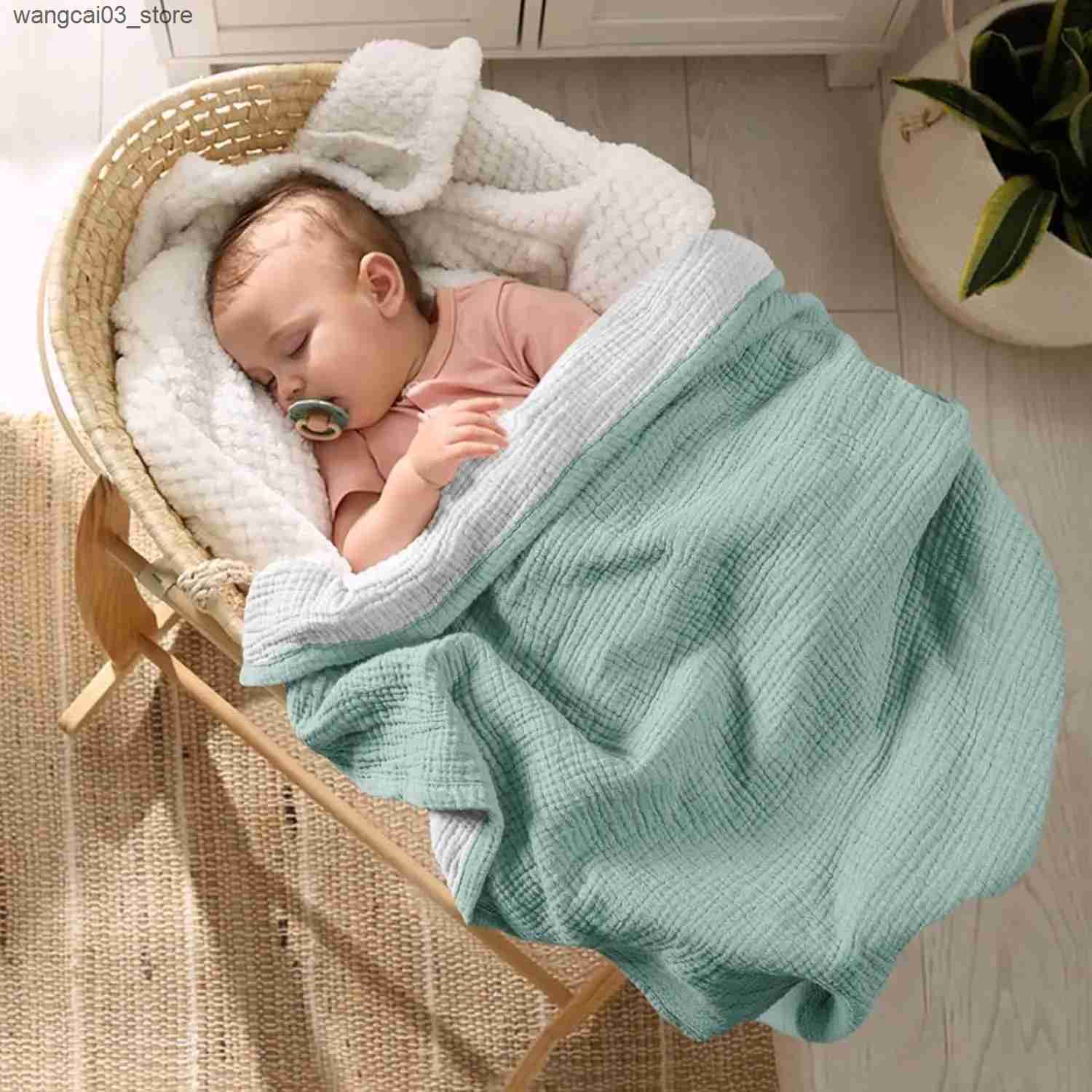 Blankets Swaddling Muslin Swaddle Blankets Newborn Baby Blanket 4 Layer Cotton Soft Baby Wrap Receiving Blanket Infant Bed Crib Quilt Bath Towels L240