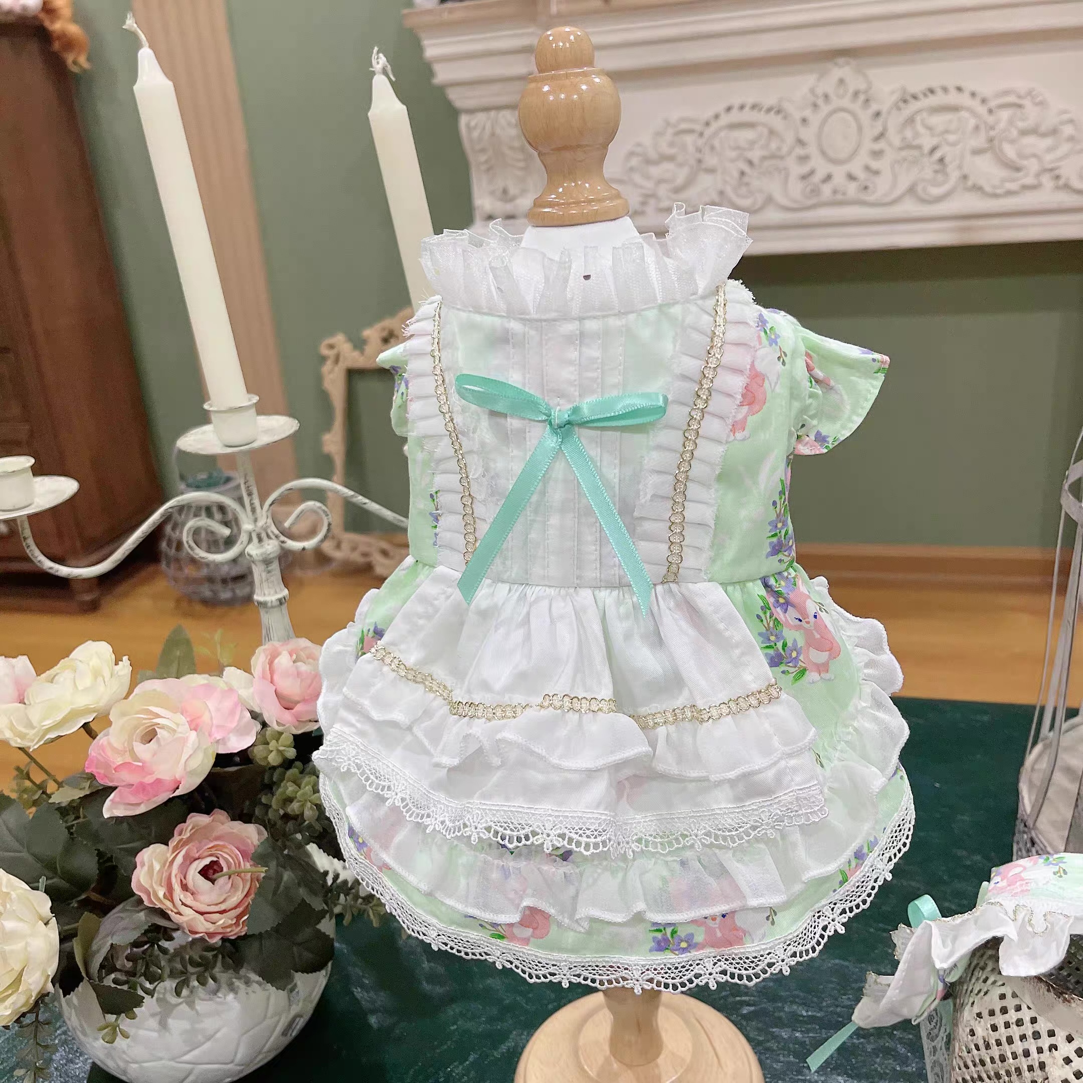 Original Pet Cat Dog Rabbit Dress skirt Light green Yorkshire Bear