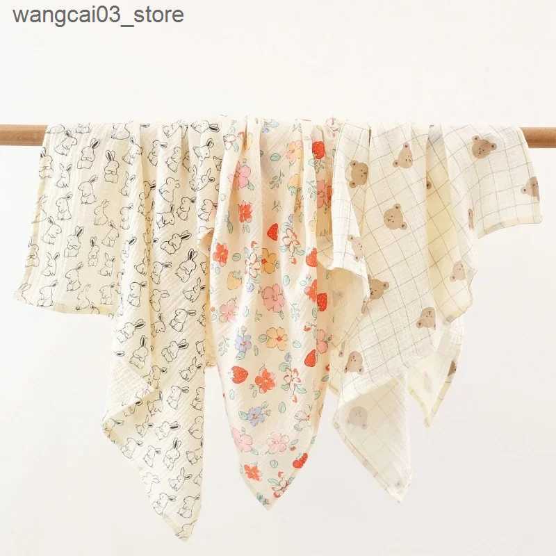Blankets Swaddling Baby Cotton Muslin Swaddle Blanket Floral/Animal Print Stroller Blanket Infant Diaper Newborn Receiving Blanket L240910