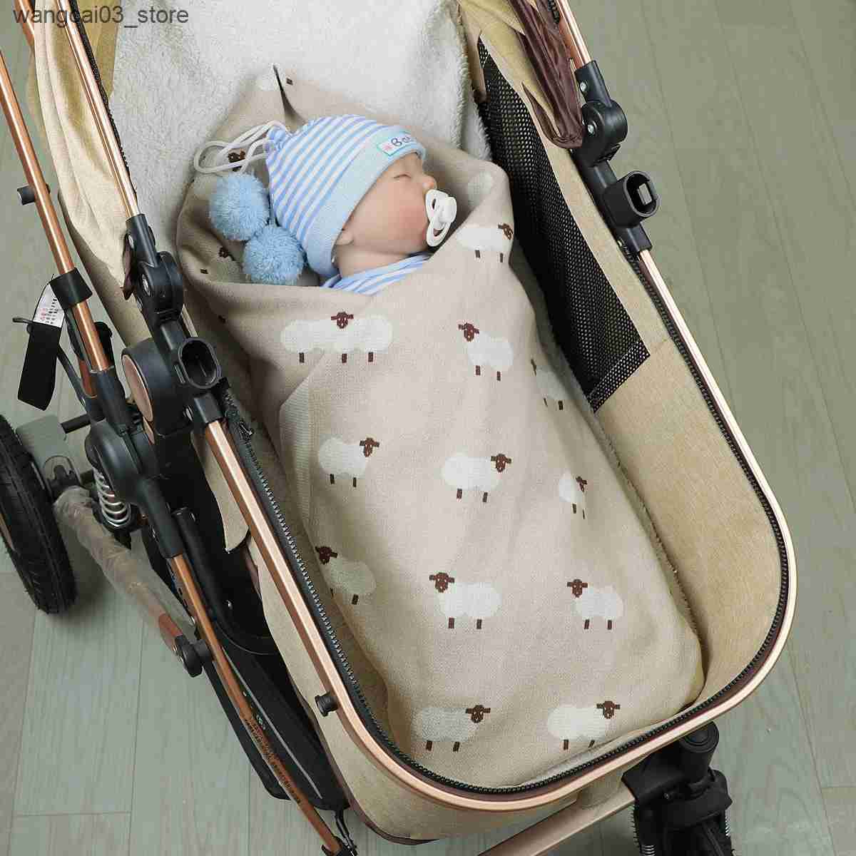 Blankets Swaddling Baby Blanket Cotton Knit Plaids Cute Sheep Newborn Girl Stroller Swaddle Wrap Soft Toddler Boy Infant Bed Covers 100*80cm Quilts L2