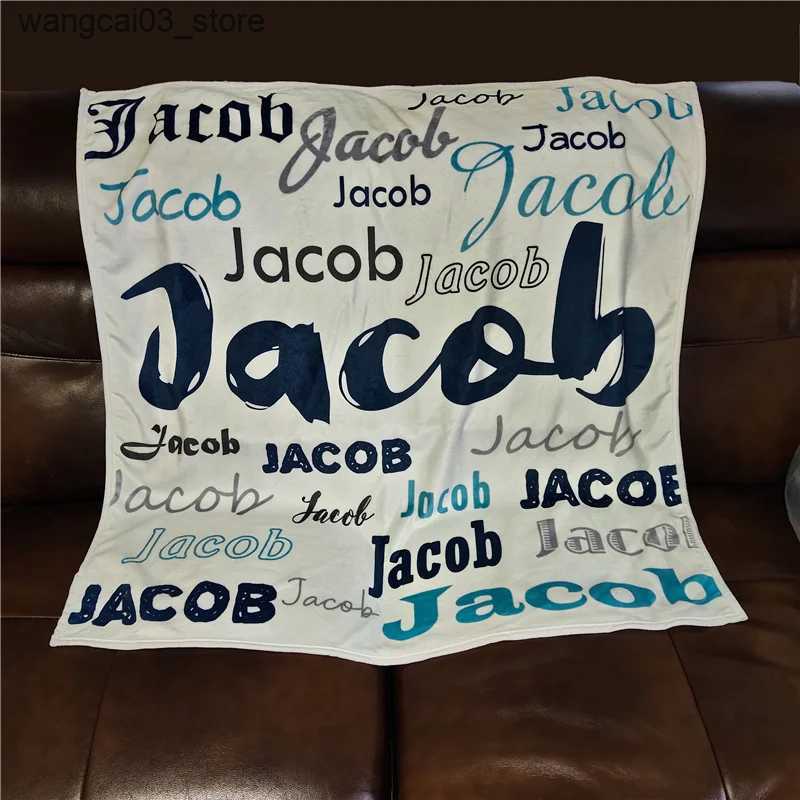 Blankets Swaddling Baby Blanket Swaddle Wrap Name Personalized Flannel Fleece Childen Blanket With Name Kids Birthday Gift for Newborn Boys Girls L240