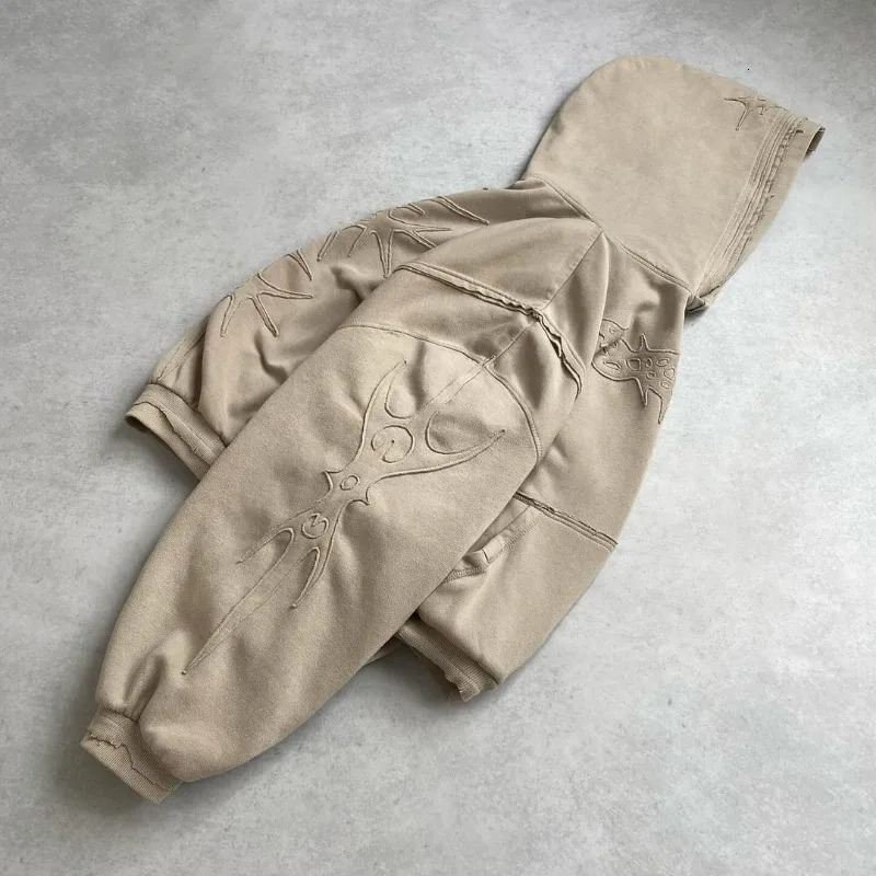 Y2K Streetwear Vintage Fashion Patch Stitching Pullover Sweater Men Harajuku Hip Hop Casual Joker Couple Hoodie Tops 241011