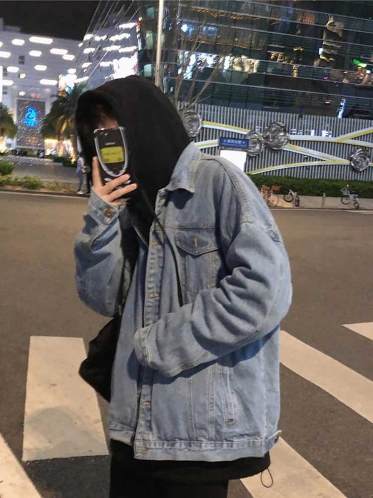 Gmiixder Black Denim Jacket Mens Autumn Handsome Street Retro Large Pocket Tool Jacket Hong Kong Style Oversized Jeans Top W241011