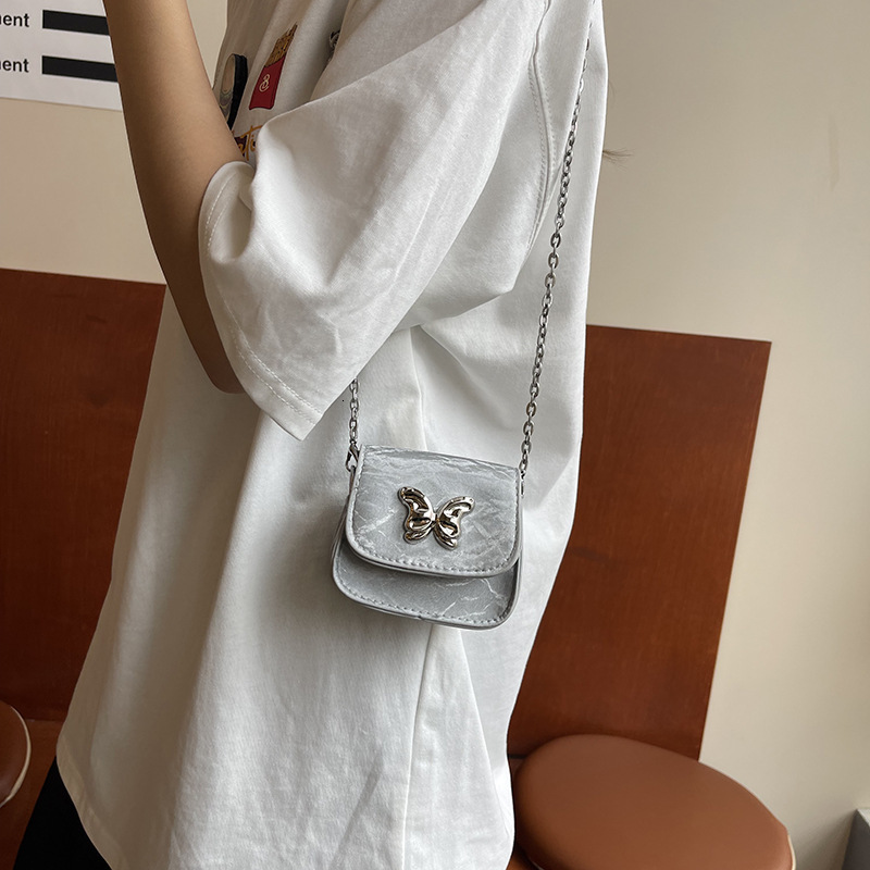 Casual Small for Women Summer New Mini Lipstick Slant Cross This Year's Fashion Butterfly Chain Shoulder Bag