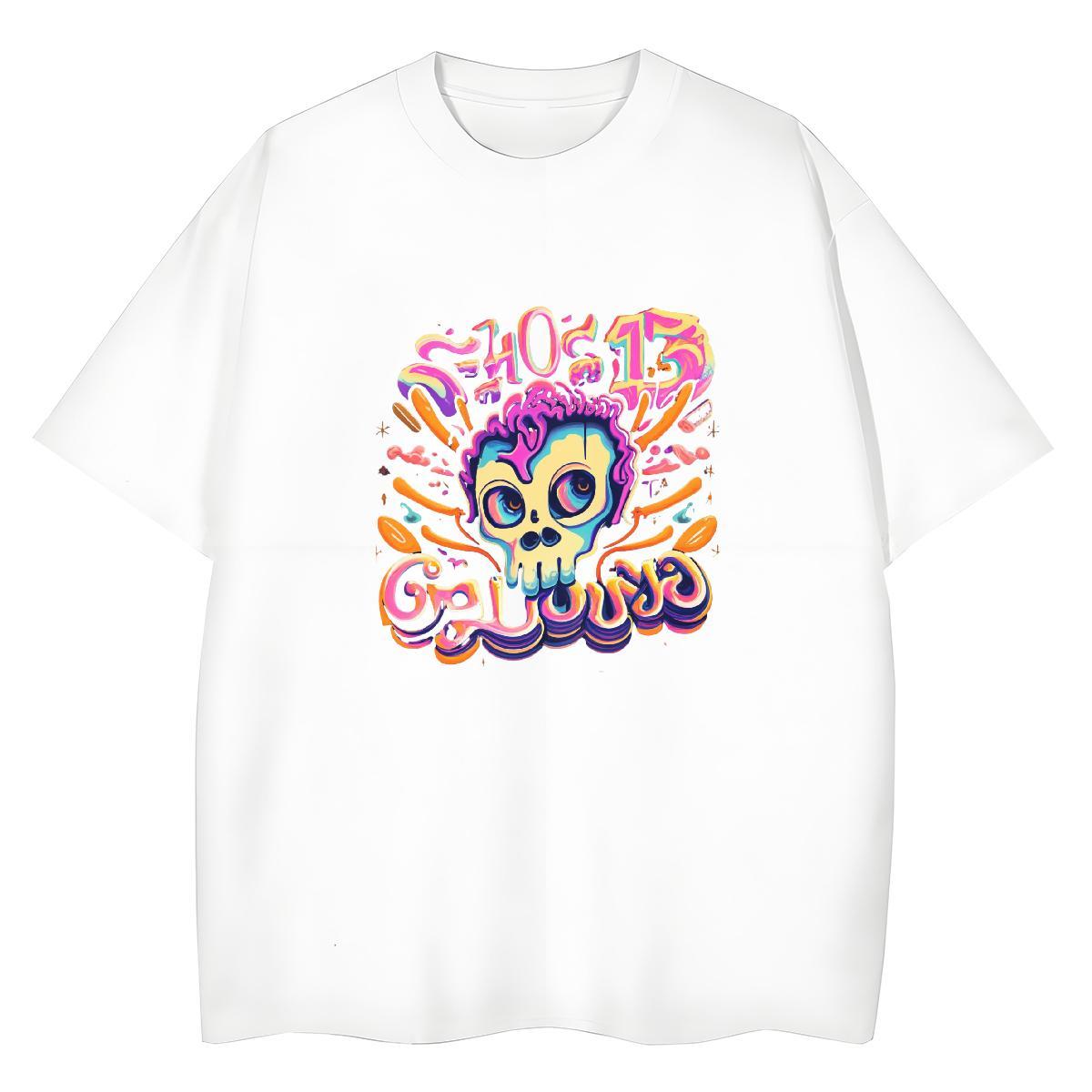 Brand Womens T Shirts 230g Cotton Short sleeve Soft Sport skull Tshirt for Man Woman Unisex Custom Cartoon Clothings
