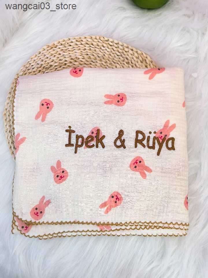 Blankets Swaddling Customized Embroidered Name Muslin Blanket Baby Cotton Baby Blanket Baby Products Blanket For Newborns Baby Swaddling Blanket L2409