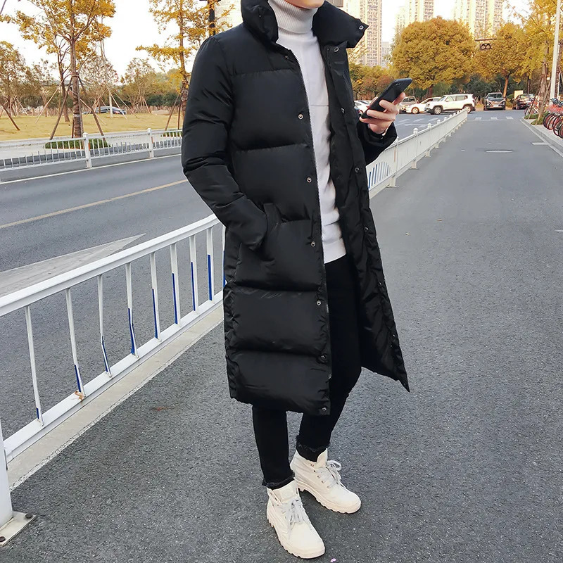Mens Winter Jacket Mens Coat Solid Color Mens Park Long Warm Park Warm Mens Thick Slim Fit Coat 4XL Black 241007