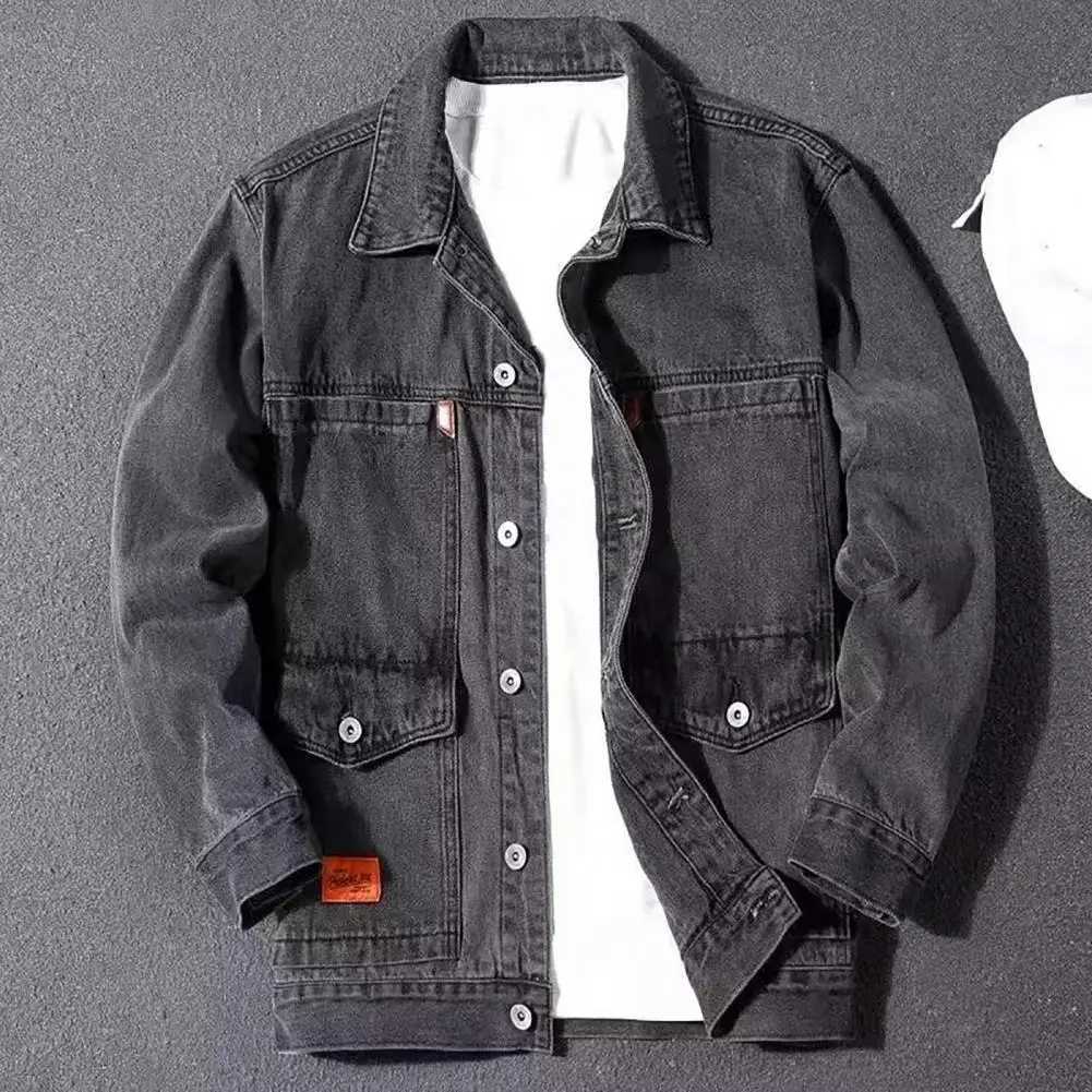 Mens autumn jacket fashionable jacket long sleeved hip-hop mens autumn denim jacket dating spring jacket mens jacket W241011