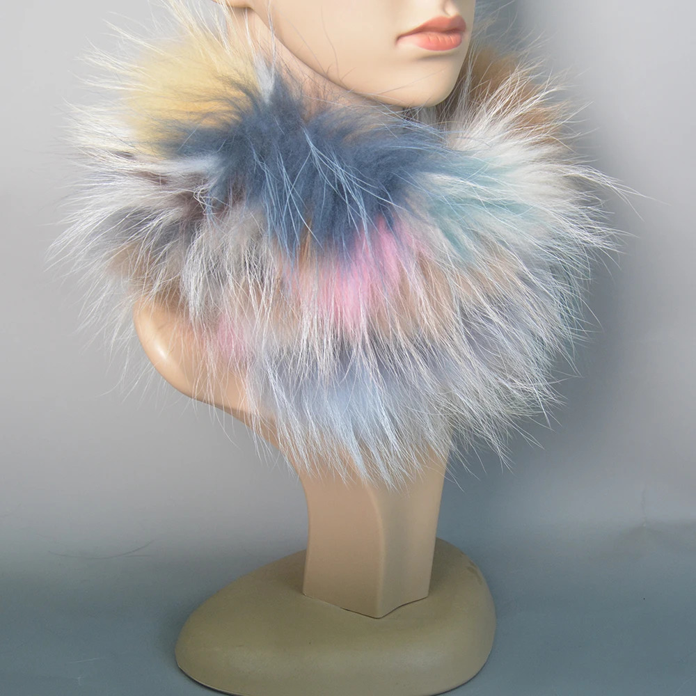 Winter Fox Fur Neck Warmer High Quality Knitted Natural Fluffy Headband Fashion Ring Scarf Women Real Fox Fur Ring Scarves 241009