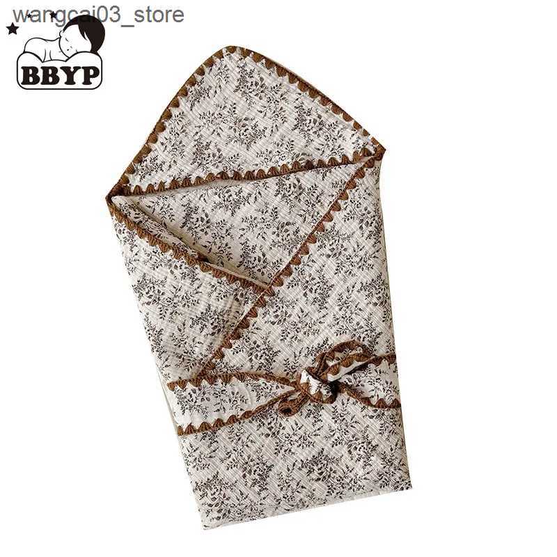 Blankets Swaddling Cotton Printing Baby Blanket Anti-shock Breathable Newborn Hooded Swaddle Wrap Cartoon Envelope Sleep Sacks Bedding Blanket L240910