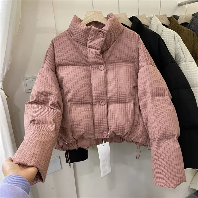Stand Collar Short Cotton Padded Coat Womens Parka Korean Fashion Winter Jacket Female 2024 Thicken Warm Puffy Down 240930