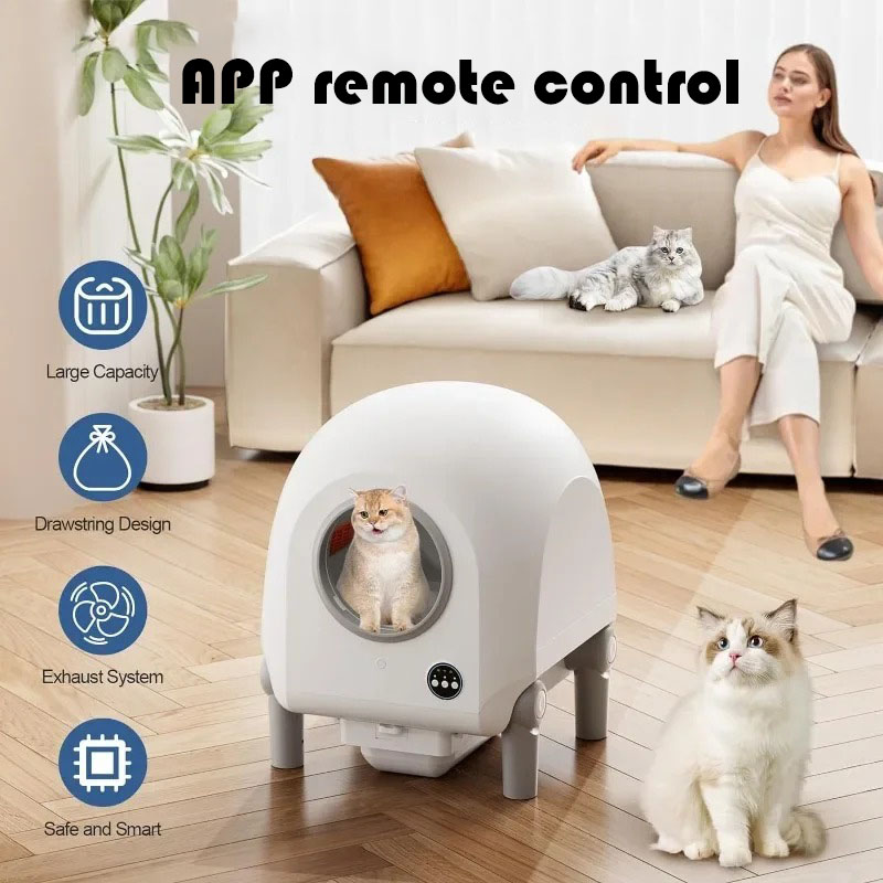 68L Automatic Cat Litter Box with Camera Self-cleaning Litter Box Closed Cat Tray Oversized App Remote Control Smart Pet Product
