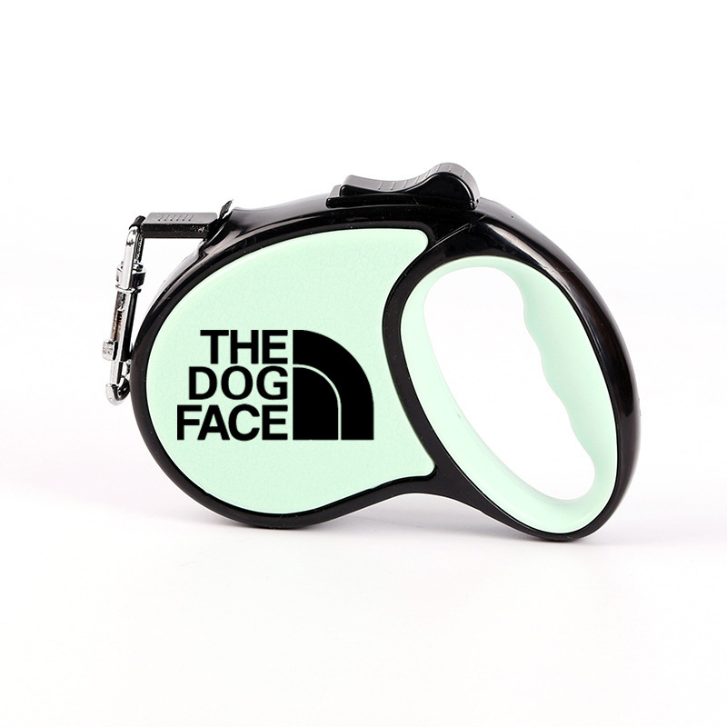 THE DOG FACE Classic Tape Retractable Dog Leash for Small Dogs up to 33 lbs.16 ft. Tangle Free Pet Walking Leash with One-Handed Brake, Pause, Lock Pi