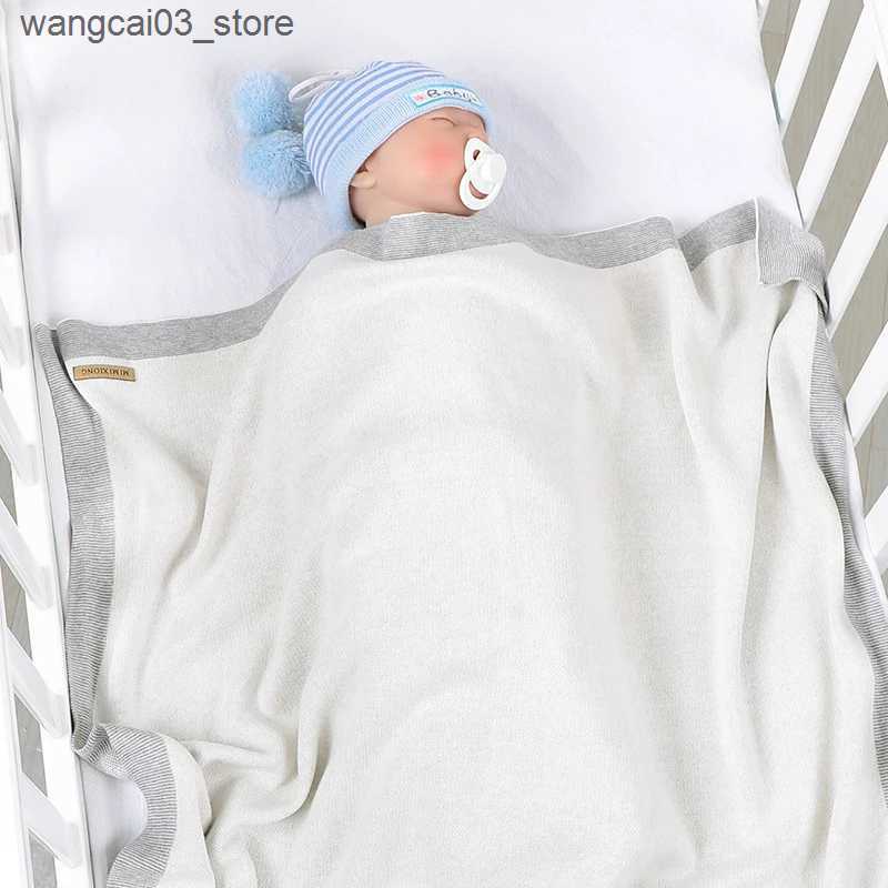 Blankets Swaddling Infant Baby Blanket 100%Cotton Knit Newborn Girl Boy Plaid Bed Basket Crib Solid Quilts Toddler Stroller Wrap Swaddle Super Soft L2