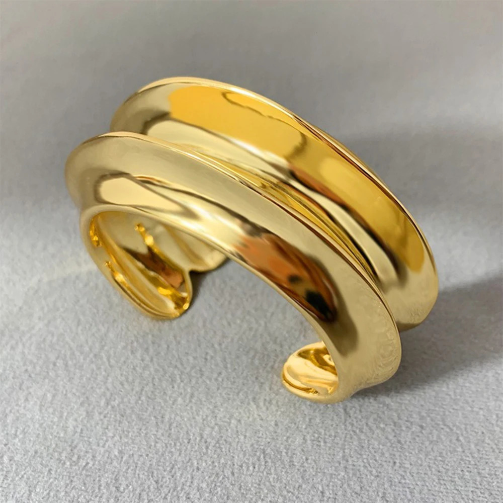 Reines gold silver smooth simple open circular bracelet irregular personalized n high-quality gifts for women wedding jewelry 241007