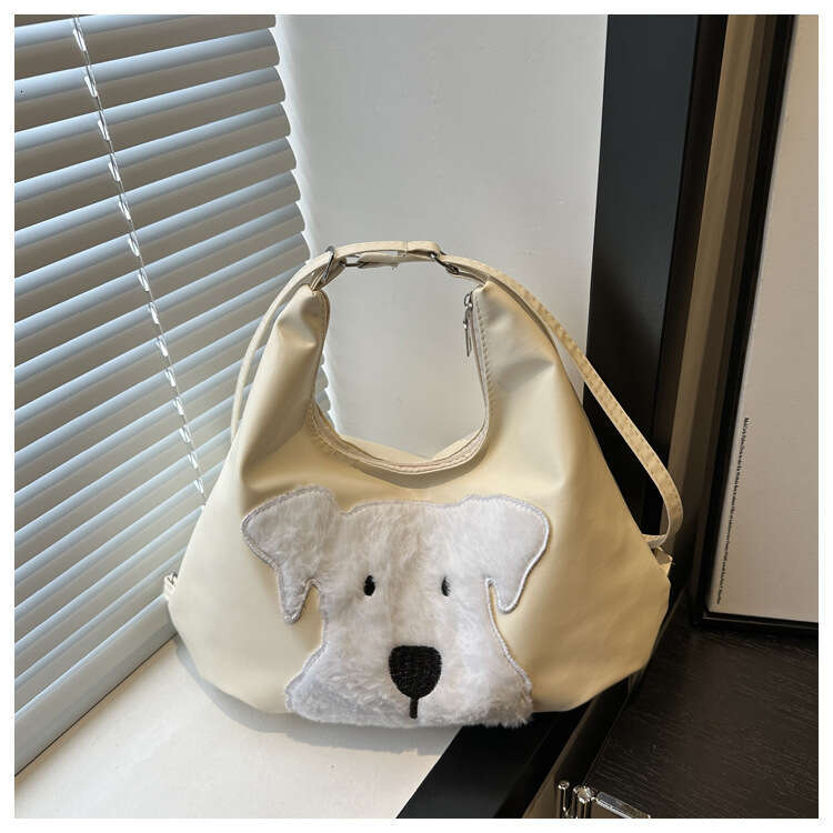 Cute Plush Dog Backpack 2024 New Casual Commuter Fashionable, Simple, High Beauty Shoulder Bag
