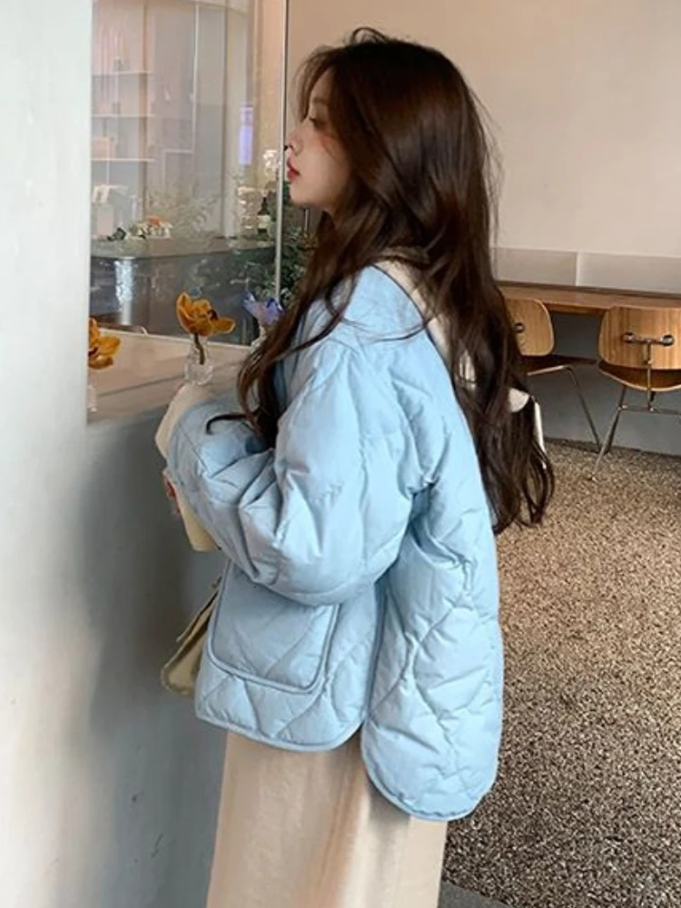 Short Style Parka Solid Loose Pockets Pulpy Girls Basic Leisure Overcoat Streetwear Allmatch Warm Winter Chic Ins Trendy 240930