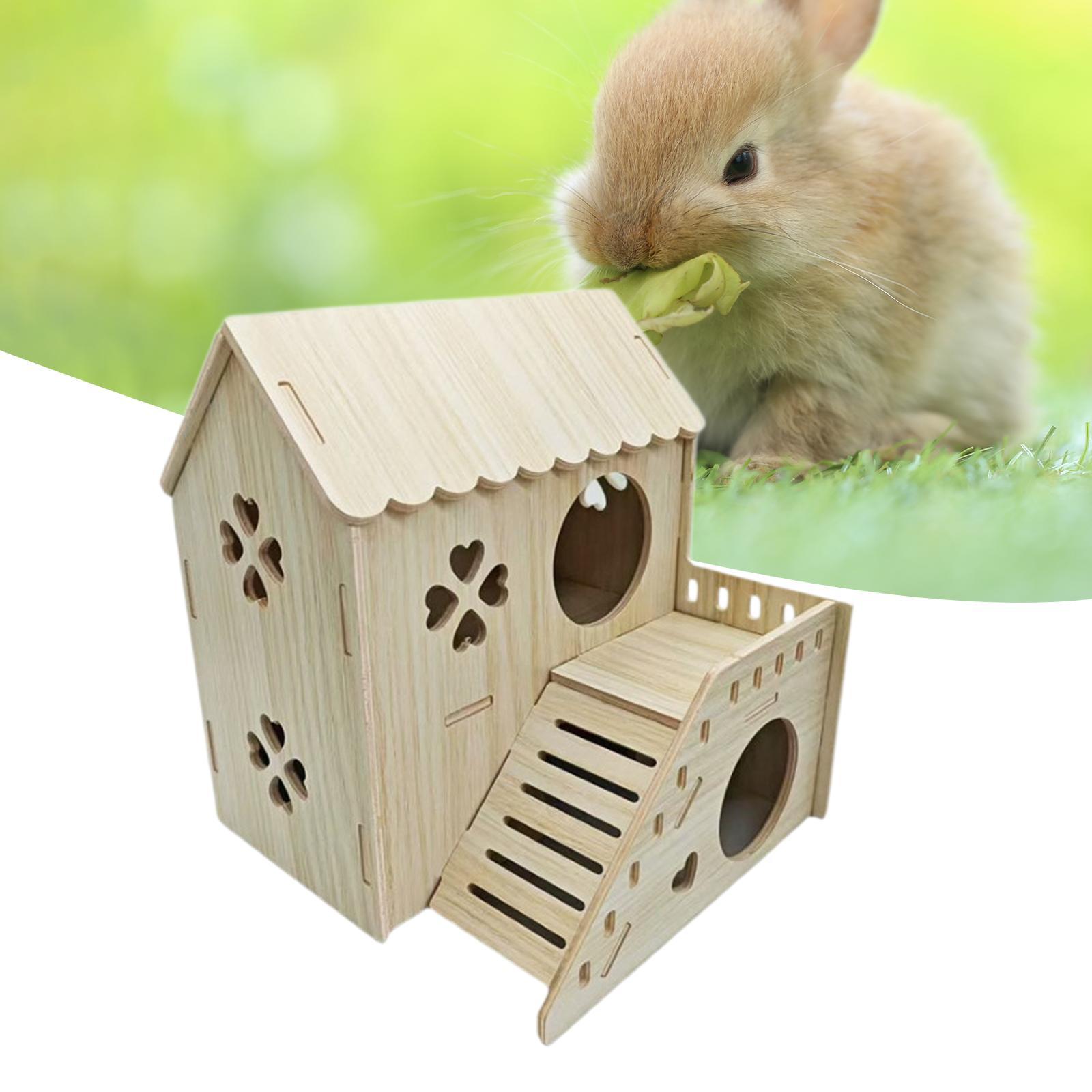 Wooden Hamster House Small Animal Hideaway Tunnel Exploring Toy Hamster Toy Thickened Portable Mice and Rat Habitat for Gerbils