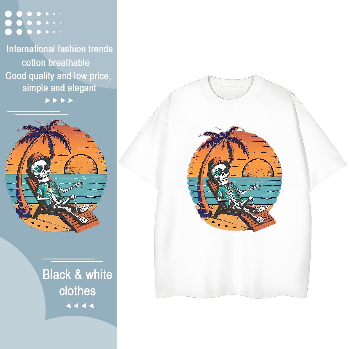 Custom Womens T Shirts 230g Pure Cotton Crew Neck Outdoor tree Unisex Tshirts Female Black White Tees