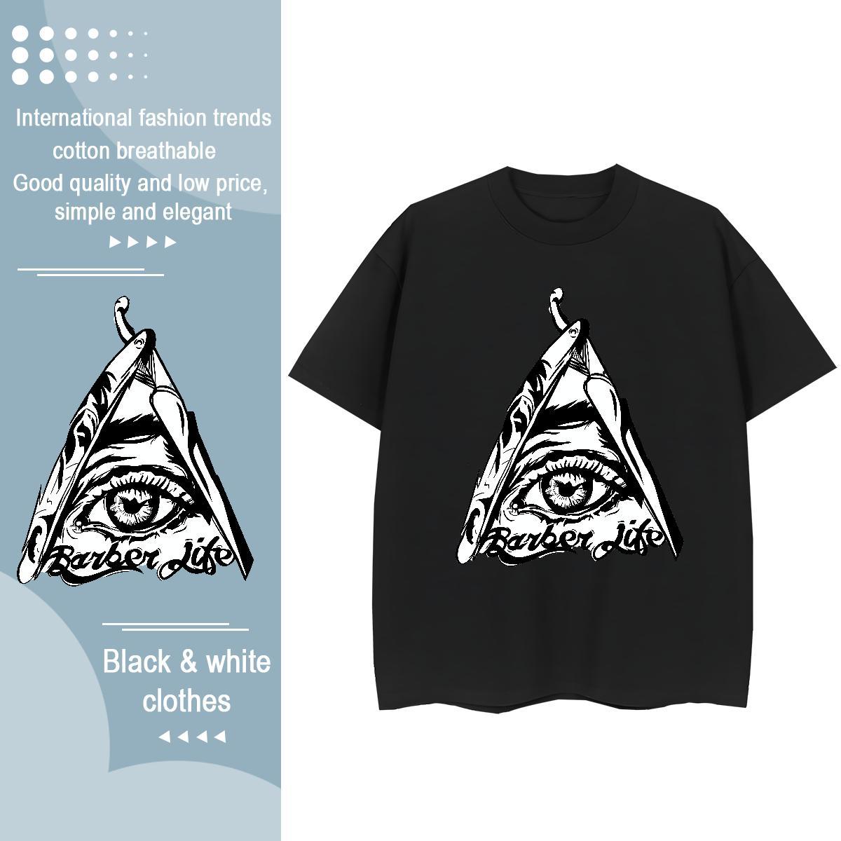DIY T-Shirts 230g Cotton Breathable Crew Neck Summer Casual eye of the devil Tshirt for Man Woman Loose White Plus Size Clothes Shirt