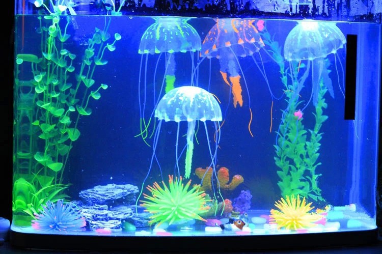 Wholesale Silicone Simulation Fluorescent Luminous Jellyfish Decoration Aquarium Decoration For Goldfish Aquarium Landscaping