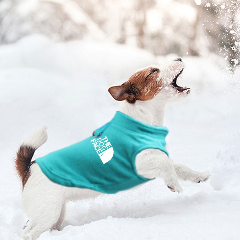 Soft Warm Fleece Dog Vest, Designer Dog Apparel The Dog Face Pet Winter Coats for Small Medium Dogs Puppy Pullover Fleece Jacket with Leash Ring Blue 