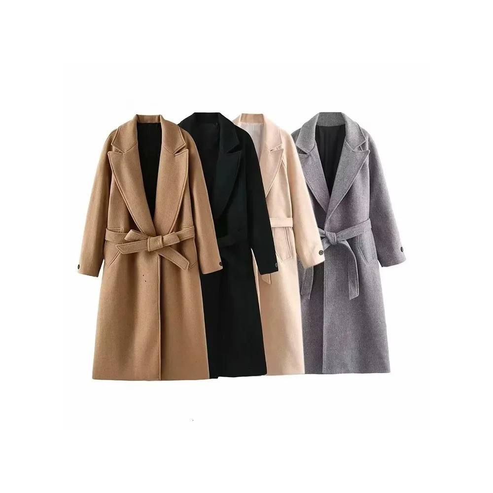 2024 Womens Autumn and Winter Coats with Frenum Elegant Warm Woolen Coat 240930