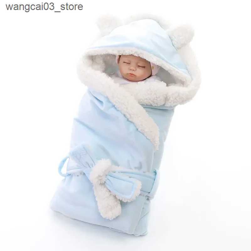 Blankets Swaddling Warm Velvet Fleece Baby Blanket Swaddling Newborn Soft Fleece Blanket Solid Bedding Set Cotton Quilt Swaddle Wrap L240910