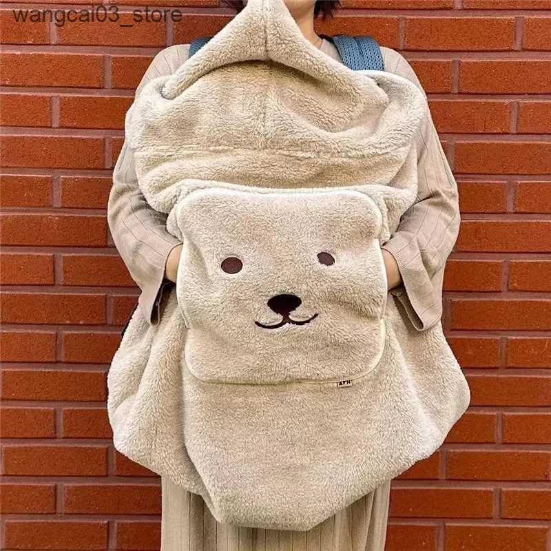 Blankets Swaddling Baby Stroller Windproof Blanket Newborn Swaddle Wrap Coral Fleece Cover Bear Bunny Winter Out Blankets Infant Sleeping Bag Quilt L2