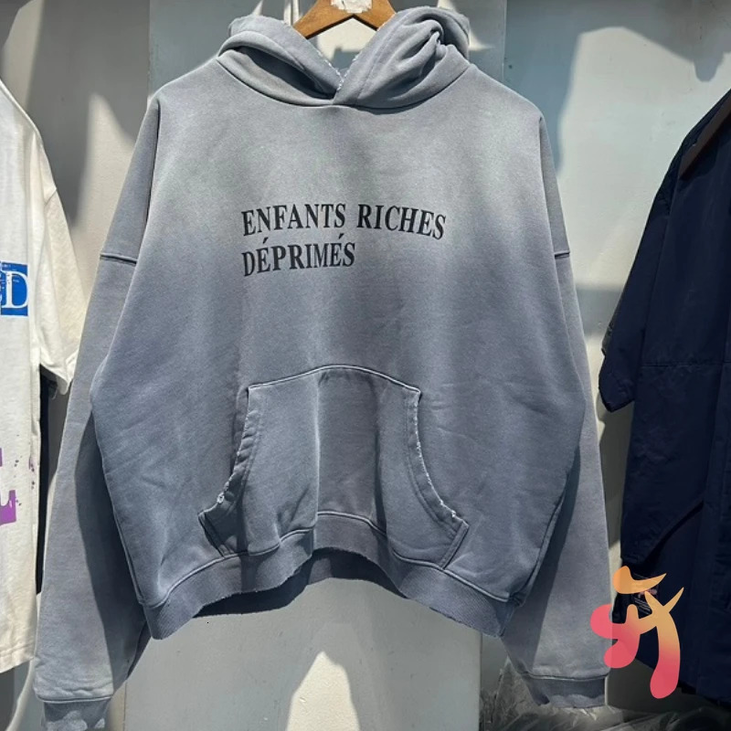 Tie dye gradient wash baby wealth Deporimes hoodie retro street letter printing loose mens ERD 241011