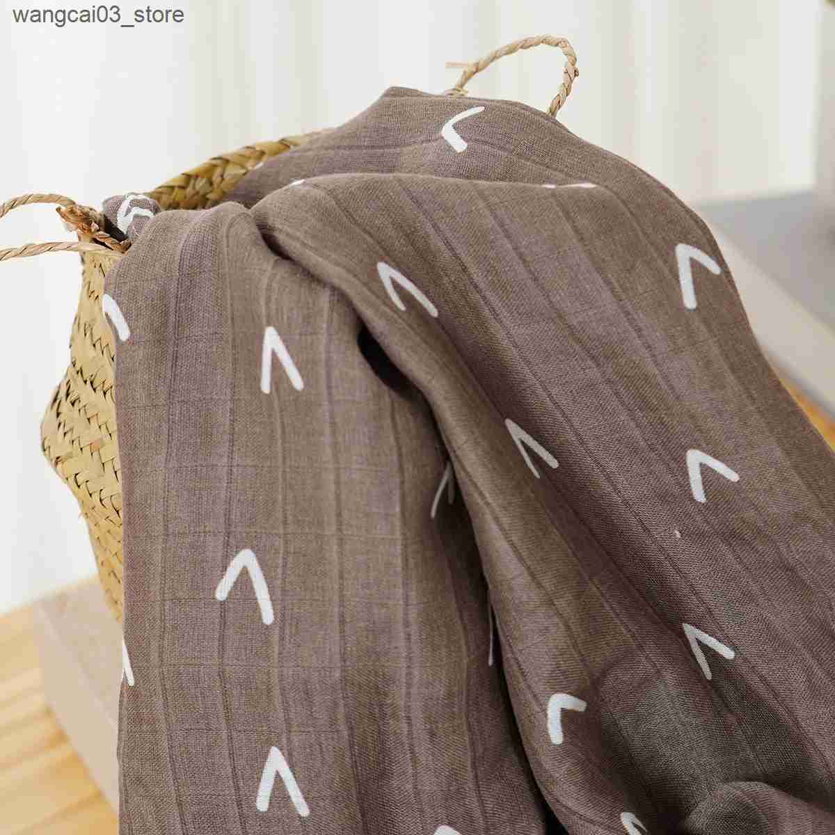 Blankets Swaddling HappyFlute New Fashion Prints 120*110cm Soft Bamboo Cotton Baby Wrap Travel Newborn Multi-function Swaddle Sleeping Blanket L240910