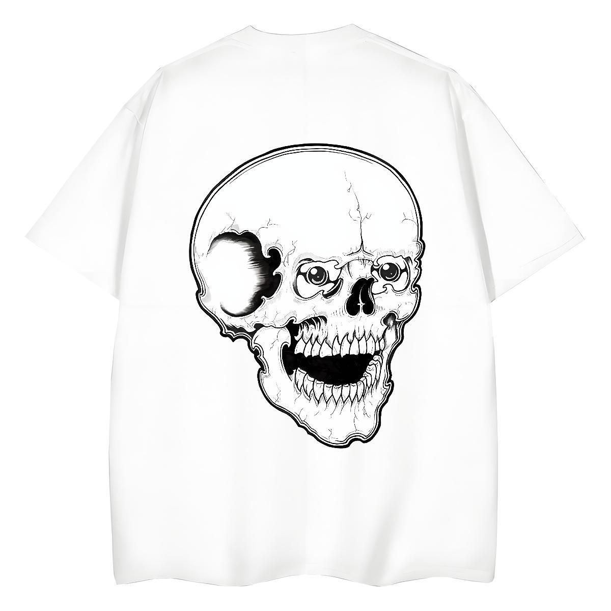 Custom Womens T Shirts 230g Pure Cotton Short Sleeve O-Neck High Street Hip Hop skull Woman Tshirt High quality Plus Size Cartoon Top Tees